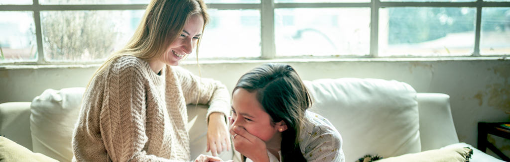 mom talking with child